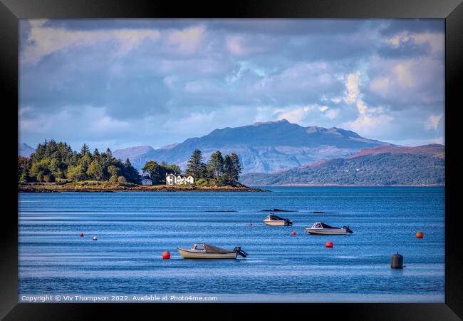 Tranquil Waters of Salen Bay Framed Print by Viv Thompson