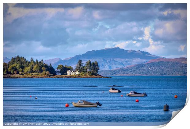 Tranquil Waters of Salen Bay Print by Viv Thompson