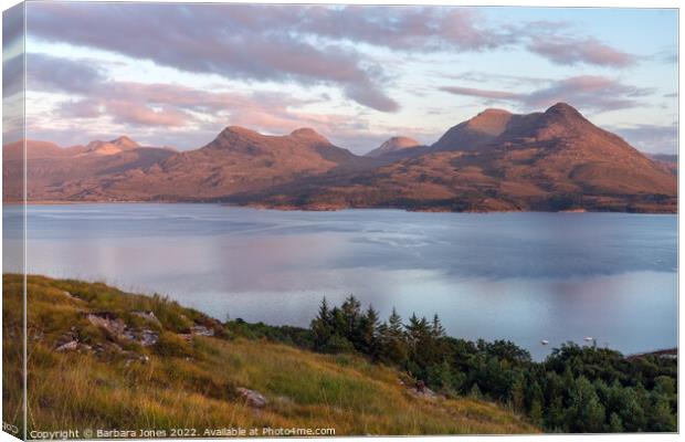 Upper Loch Torridon at Sunset Wester Ross Scotland Canvas Print by Barbara Jones