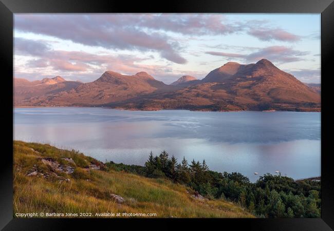 Upper Loch Torridon at Sunset Wester Ross Scotland Framed Print by Barbara Jones