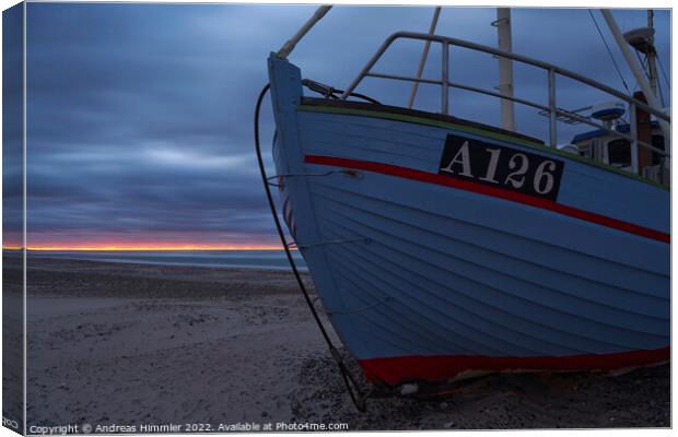 Fishing boat and the last light of the day Canvas Print by Andreas Himmler