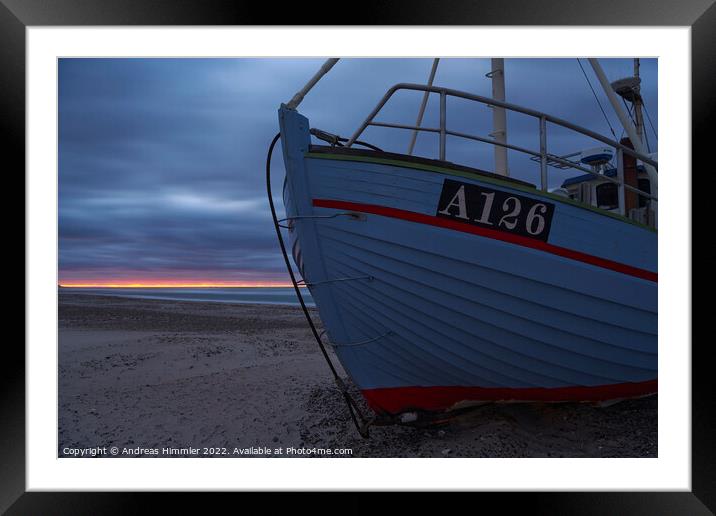 Fishing boat and the last light of the day Framed Mounted Print by Andreas Himmler