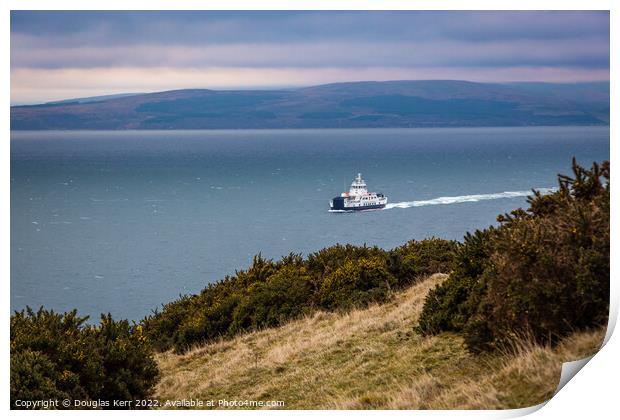MV Catriona ferry, Lochranza Bay, Arran Print by Douglas Kerr