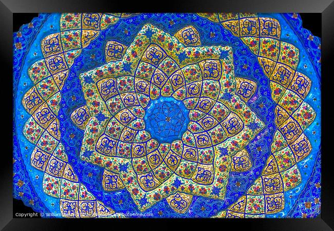 Ancient Arab Islamic Designs Blue Pottery Madaba Jordan Framed Print by William Perry