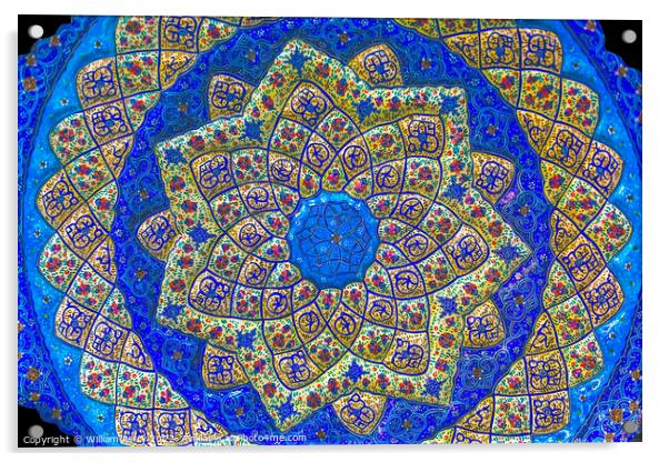 Ancient Arab Islamic Designs Blue Pottery Madaba Jordan Acrylic by William Perry