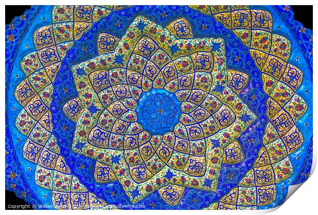 Ancient Arab Islamic Designs Blue Pottery Madaba Jordan Print by William Perry