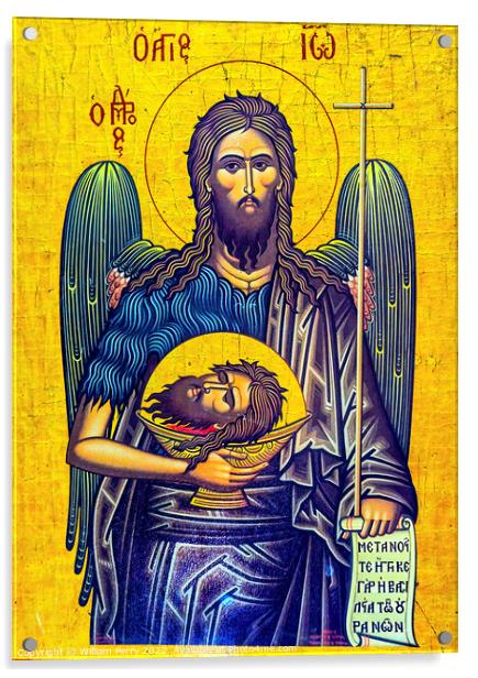Christ John Head Golden Icon Saint George Church Madaba Jordan Acrylic by William Perry