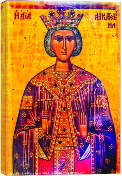 Queen Helena Golden Icon Saint George Church Madaba Jordan Canvas Print by William Perry