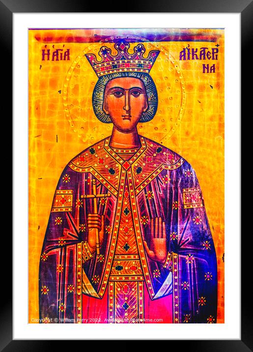 Queen Helena Golden Icon Saint George Church Madaba Jordan Framed Mounted Print by William Perry