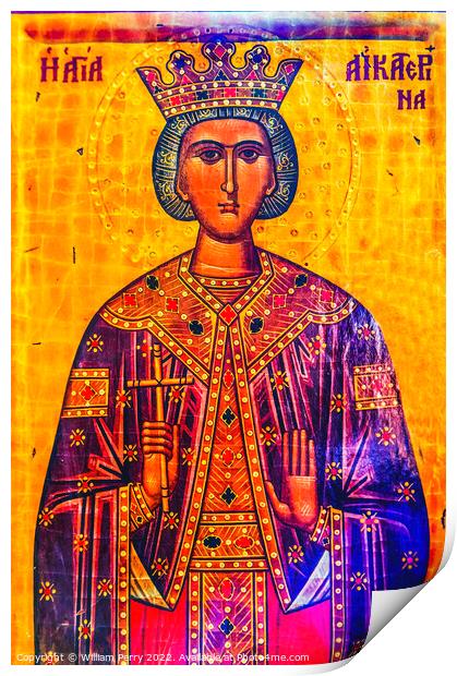Queen Helena Golden Icon Saint George Church Madaba Jordan Print by William Perry