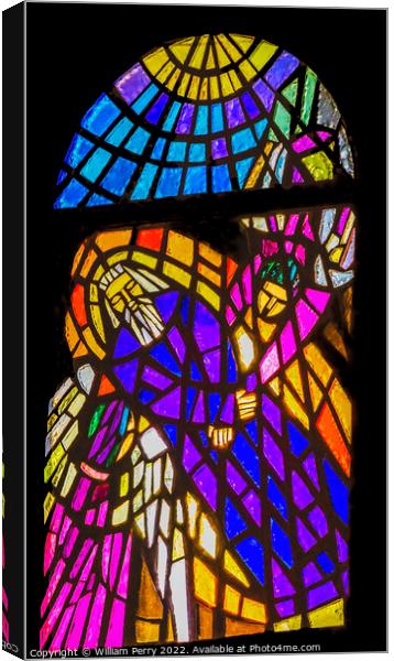 Moses Stained Glass Moses Memorial Church Mount Nebo Jordan Canvas Print by William Perry