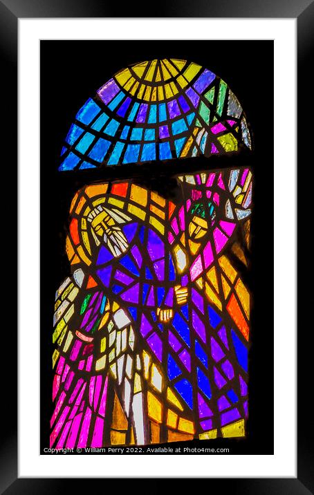 Moses Stained Glass Moses Memorial Church Mount Nebo Jordan Framed Mounted Print by William Perry