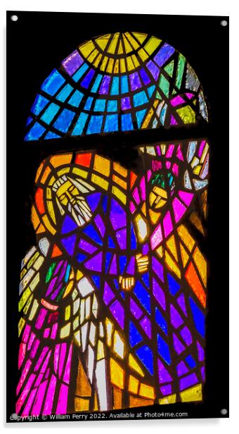 Moses Stained Glass Moses Memorial Church Mount Nebo Jordan Acrylic by William Perry