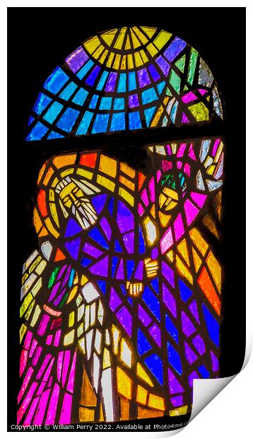 Moses Stained Glass Moses Memorial Church Mount Nebo Jordan Print by William Perry