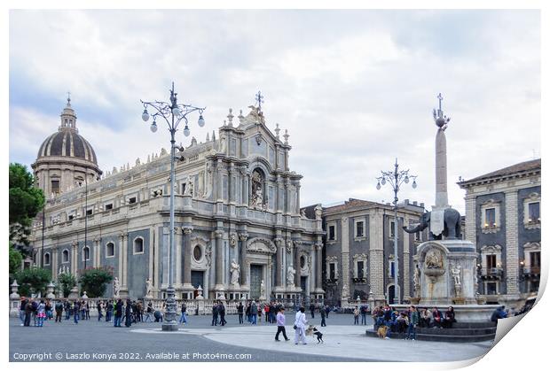 Piazza del Duomo - Catania Print by Laszlo Konya