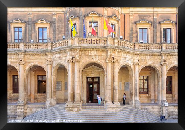 Palazzo Ducezio - Noto Framed Print by Laszlo Konya