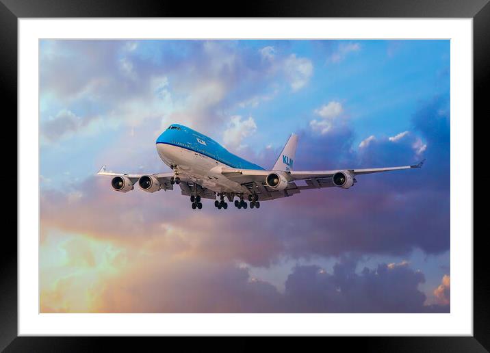 KLM Boeing 747 Framed Mounted Print by J Biggadike
