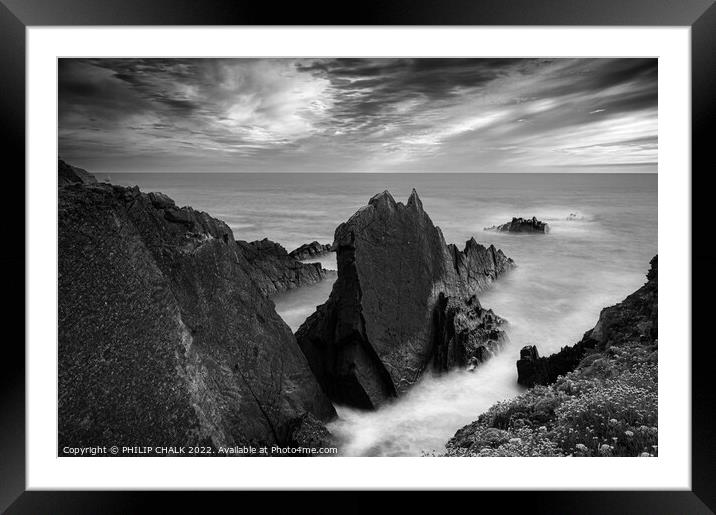Foreboding skies over Hartland quay in Devon 753 Framed Mounted Print by PHILIP CHALK
