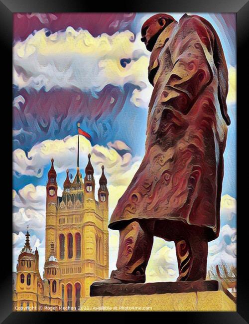 Churchill's Monumental Presence Framed Print by Roger Mechan