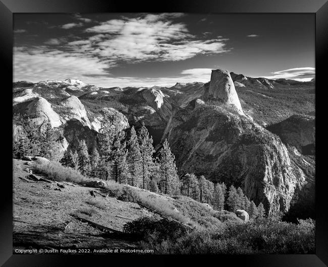 Half Dome from Glacier Point Framed Print by Justin Foulkes