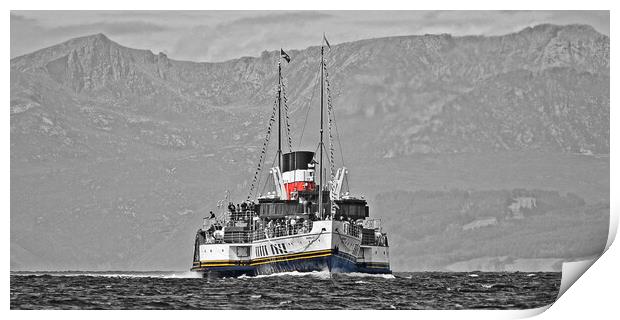 PS Waverley approaching Ayr, Scotland Print by Allan Durward Photography