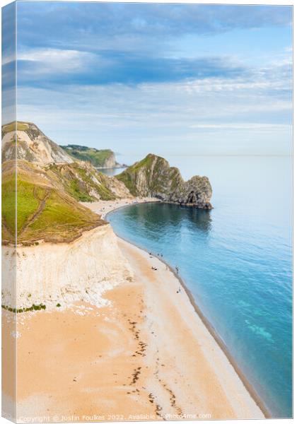 The beach at Durdle Door, Dorset Canvas Print by Justin Foulkes