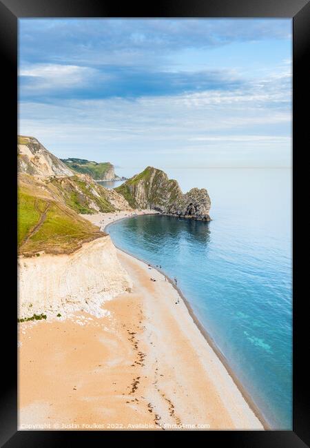The beach at Durdle Door, Dorset Framed Print by Justin Foulkes