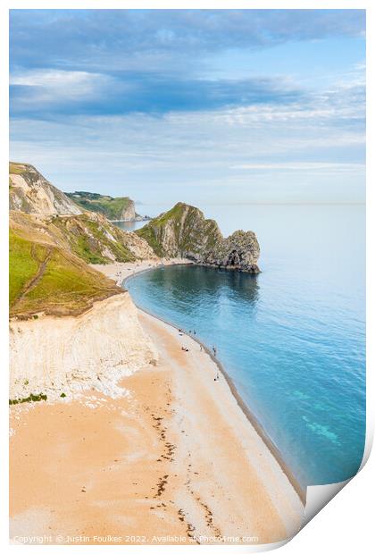 The beach at Durdle Door, Dorset Print by Justin Foulkes