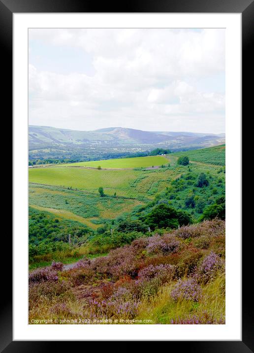 Hope valley from Stanage moor Derbyshire. (portrait) Framed Mounted Print by john hill