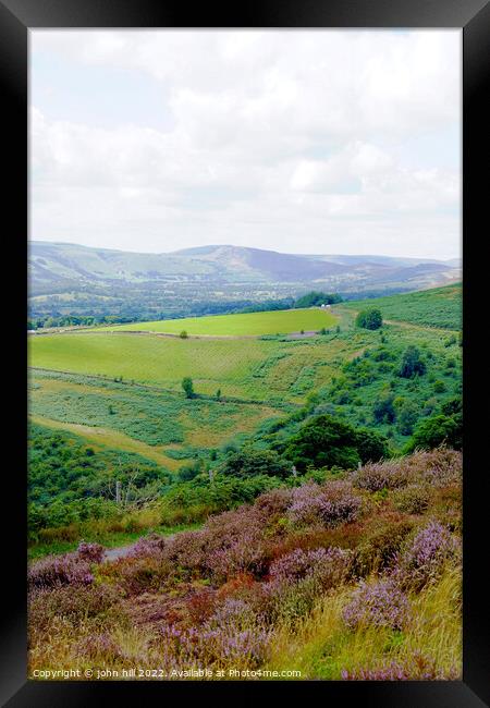 Hope valley from Stanage moor Derbyshire. (portrait) Framed Print by john hill