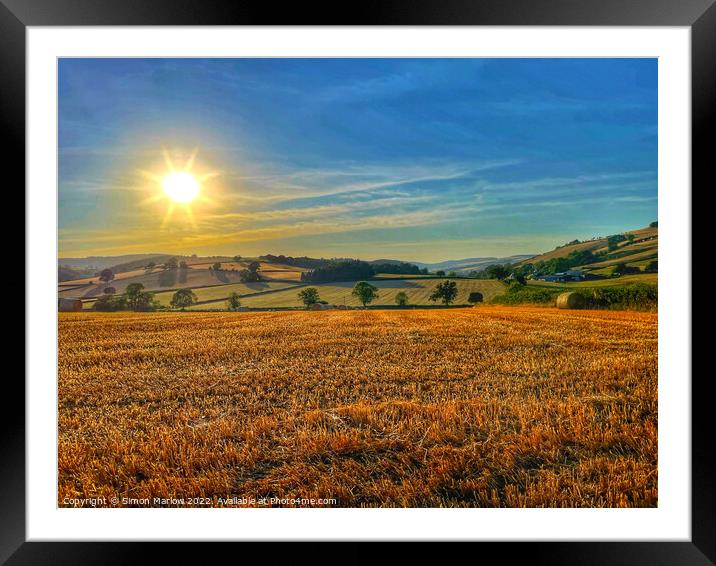 Looking across the fields at Twitchen, South Shrop Framed Mounted Print by Simon Marlow