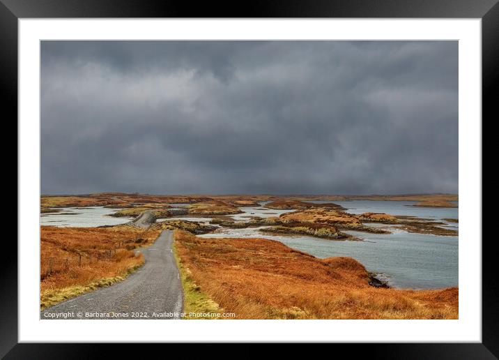 South Uist  The Single Track Road Scotland Framed Mounted Print by Barbara Jones