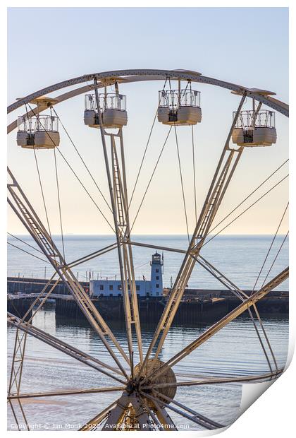 Wheel and Lighthouse, Scarborough Print by Jim Monk