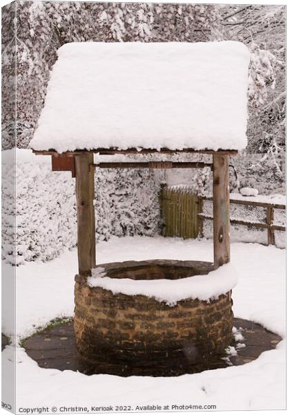Snow Covered Wishing Well Canvas Print by Christine Kerioak