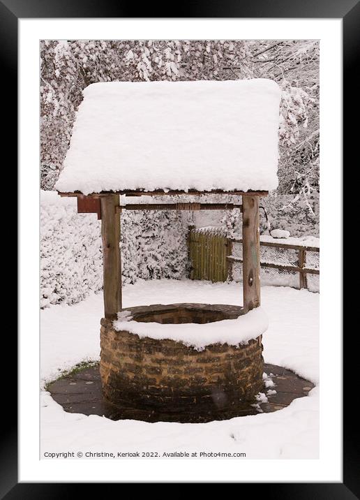 Snow Covered Wishing Well Framed Mounted Print by Christine Kerioak