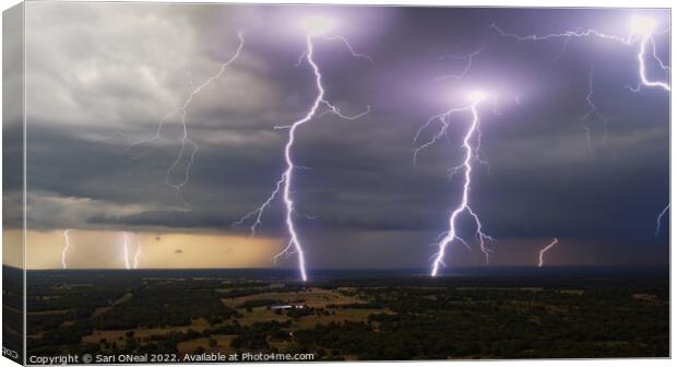 Oklahoma lightnign storm Canvas Print by Sari ONeal