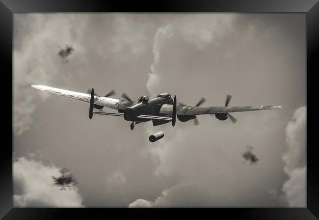 Lancaster dropping a 'Cookie' Framed Print by Simon Westwood