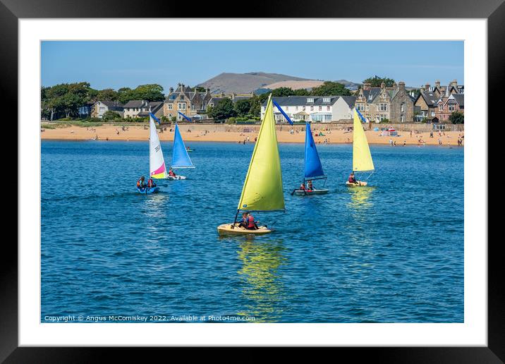 Dinghy sailing in Elie harbour, East Neuk of Fife Framed Mounted Print by Angus McComiskey