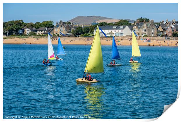 Dinghy sailing in Elie harbour, East Neuk of Fife Print by Angus McComiskey