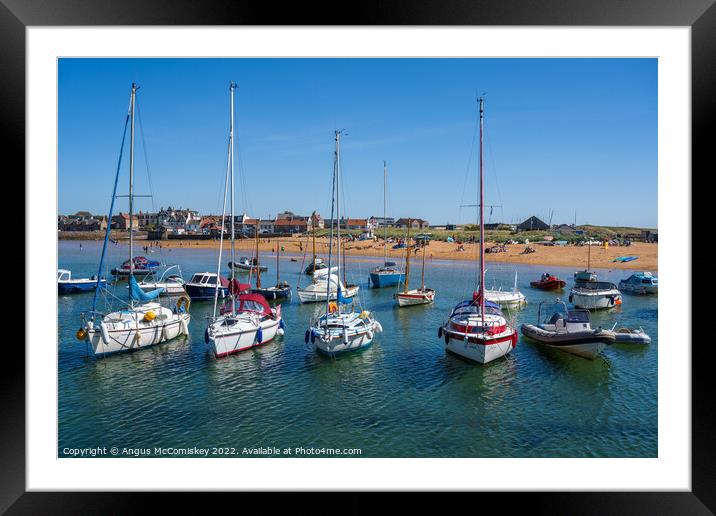 Boat moored in Elie harbour, East Neuk of Fife Framed Mounted Print by Angus McComiskey
