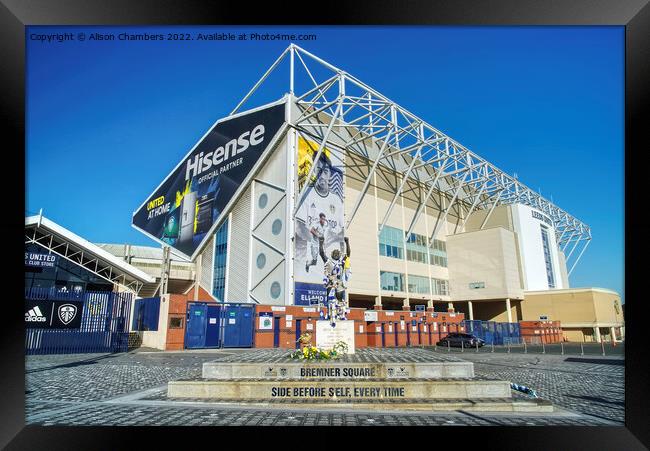 Leeds United Elland Road Stadium Framed Print by Alison Chambers