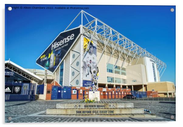 Leeds United Elland Road Stadium Acrylic by Alison Chambers
