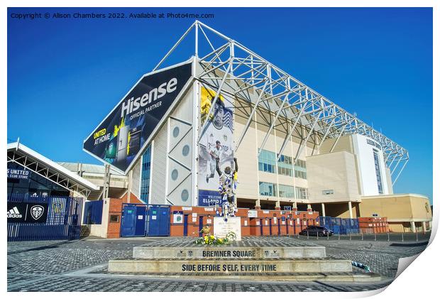 Leeds United Elland Road Stadium Print by Alison Chambers