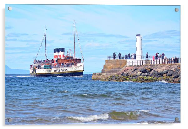 Paddle steamer Waverley entering Ayr harbour Acrylic by Allan Durward Photography