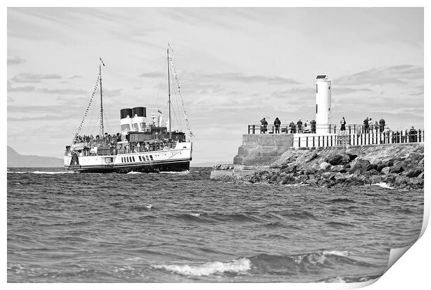 Historic Paddle steamer Waverley arriving at Ayr Print by Allan Durward Photography