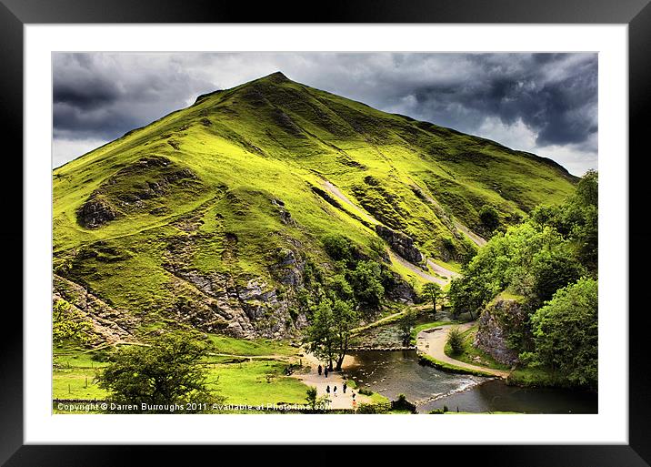 Dovedale, Thorpe Cloud Stepping Stones Framed Mounted Print by Darren Burroughs