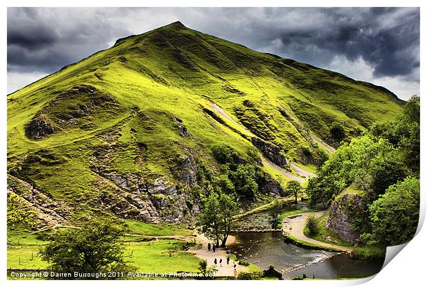 Dovedale, Thorpe Cloud Stepping Stones Print by Darren Burroughs