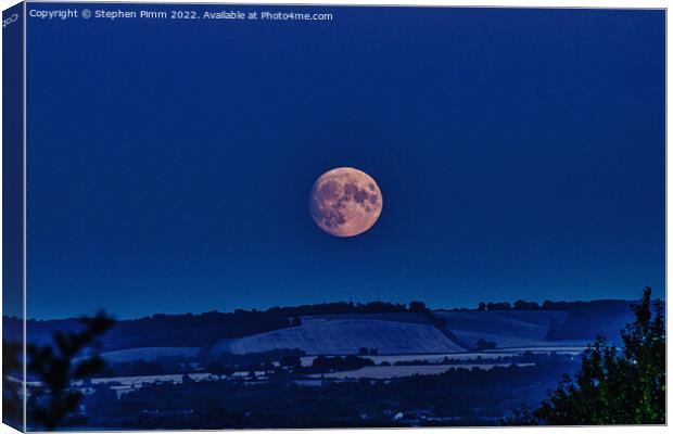 Moon Over the Chilterns  Canvas Print by Stephen Pimm