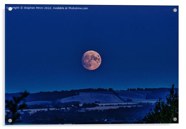 Moon Over the Chilterns  Acrylic by Stephen Pimm