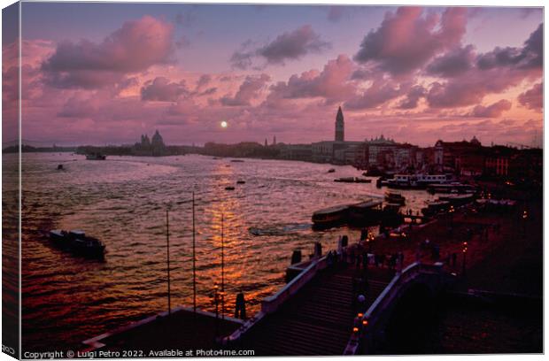 Majestic Venetian Sunset Canvas Print by Luigi Petro